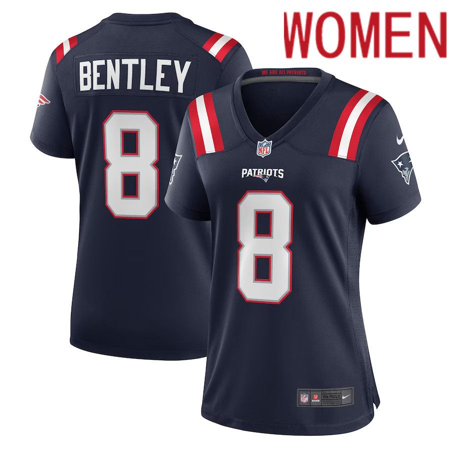 Women New England Patriots #8 Ja Whaun Bentley Nike Navy Game Player NFL Jersey